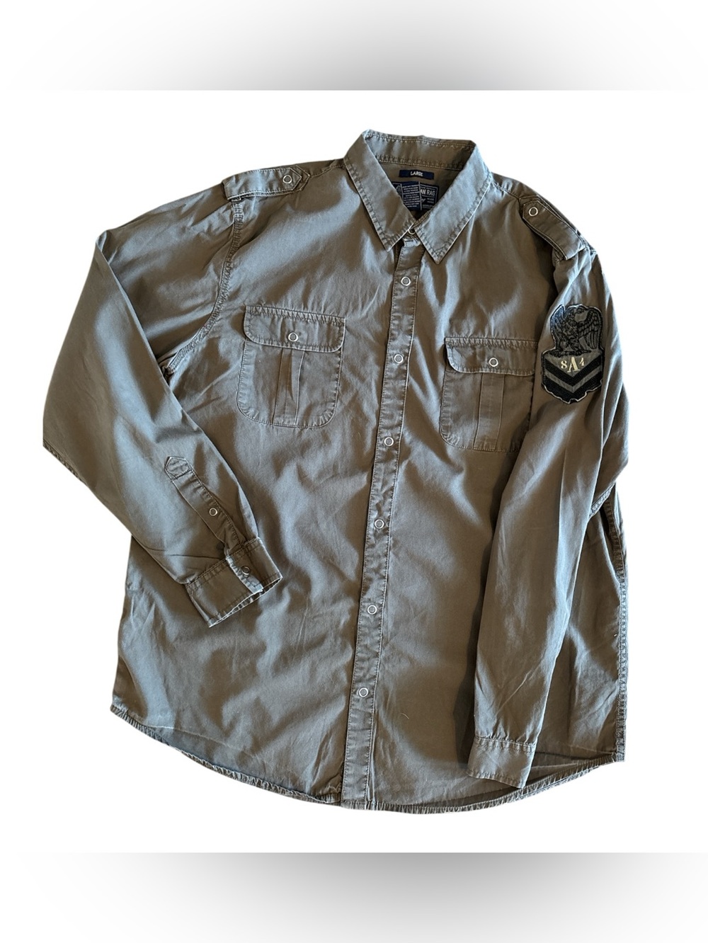 American Rag Olive Green Military-Style Button Down Shirt